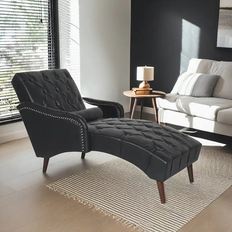 Indoor Chaiselongue Fauteuil met Kussen en Massief Houten Poten