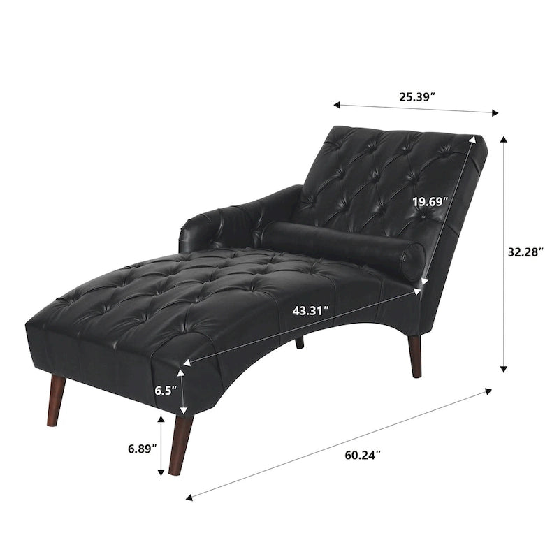 Indoor Chaiselongue Fauteuil met Kussen en Massief Houten Poten