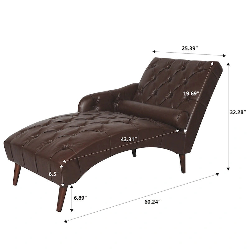 Indoor Chaiselongue Fauteuil met Kussen en Massief Houten Poten