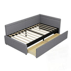 Eenpersoons L-vormig hoekdaybed met twee opberglades
