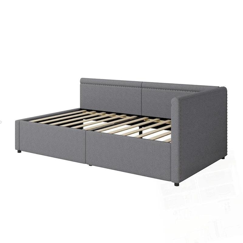 Eenpersoons L-vormig hoekdaybed met twee opberglades