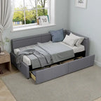 Eenpersoons L-vormig hoekdaybed met twee opberglades