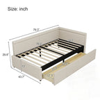 Eenpersoons L-vormig hoekdaybed met twee opberglades