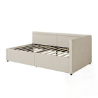 Eenpersoons L-vormig hoekdaybed met twee opberglades