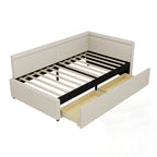 Eenpersoons L-vormig hoekdaybed met twee opberglades