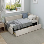 Eenpersoons L-vormig hoekdaybed met twee opberglades