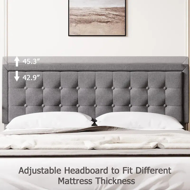 Kingsize platformbedframe met verstelbaar hoofdeinde
