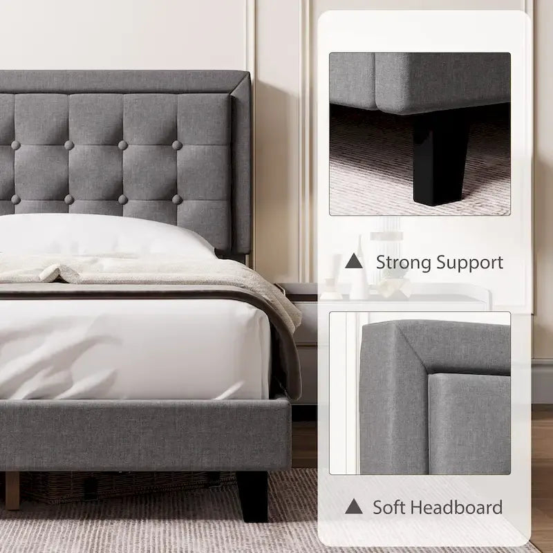 Kingsize platformbedframe met verstelbaar hoofdeinde