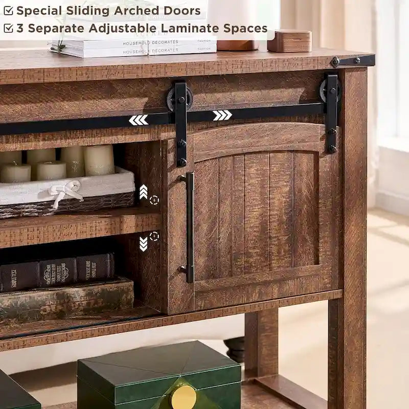 Haltafel met schuifdeuren en open opbergruimte