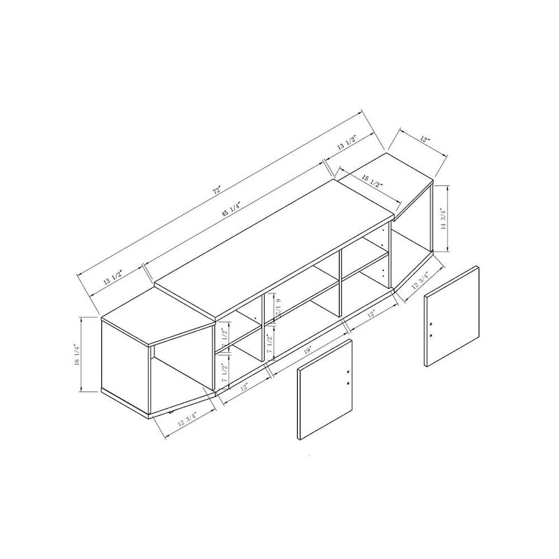 72-inch multifunctionele tv-console met opbergruimte