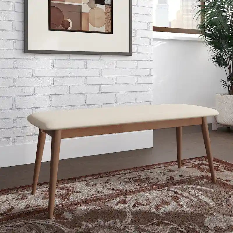 Gestoffeerde eetkamerbank in Mid-Century Modern stijl