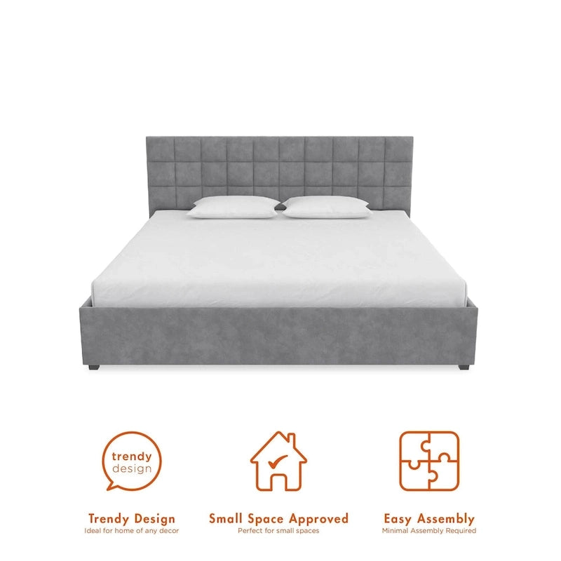 Gestoffeerd bed met opberglades