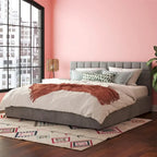 Gestoffeerd bed met opberglades