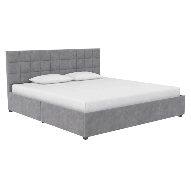 Gestoffeerd bed met opberglades