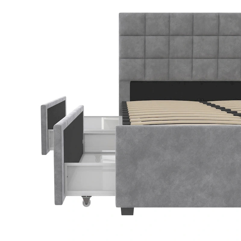 Gestoffeerd bed met opberglades