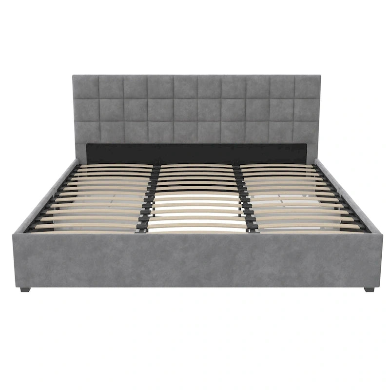 Gestoffeerd bed met opberglades