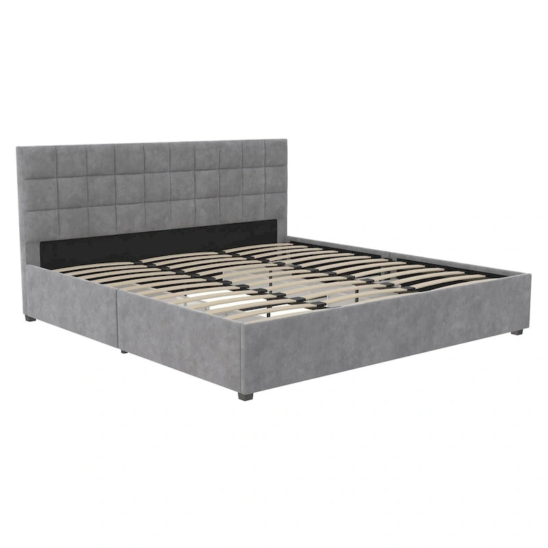 Gestoffeerd bed met opberglades