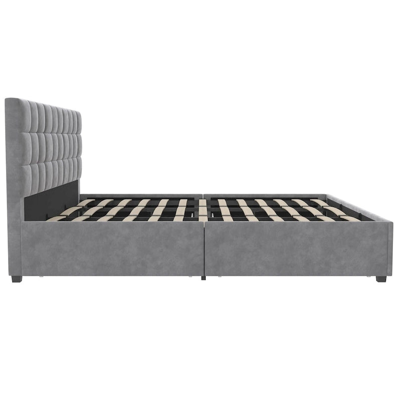Gestoffeerd bed met opberglades