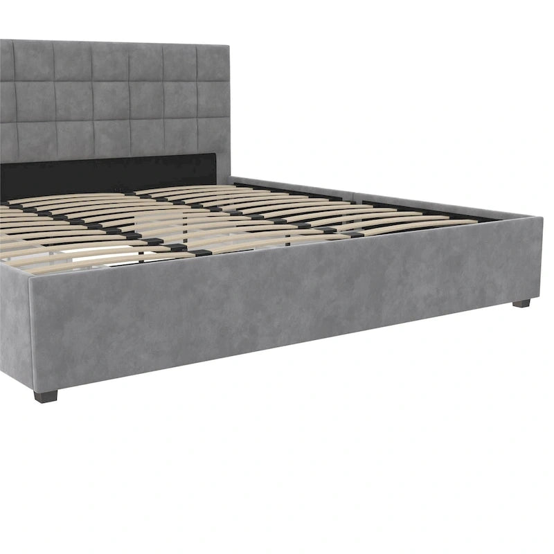 Gestoffeerd bed met opberglades