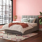 Gestoffeerd bed met opberglades