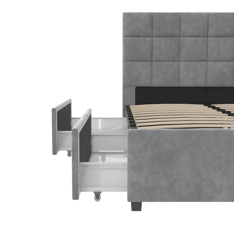 Gestoffeerd bed met opberglades