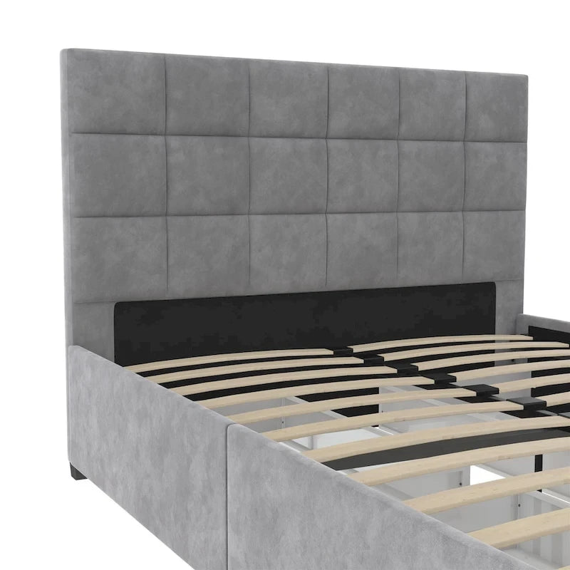 Gestoffeerd bed met opberglades