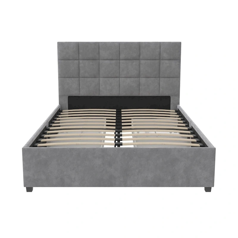 Gestoffeerd bed met opberglades