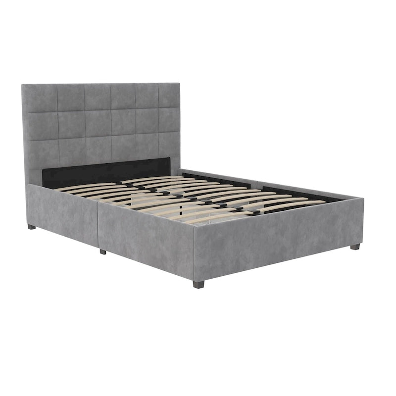 Gestoffeerd bed met opberglades