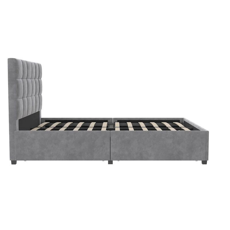 Gestoffeerd bed met opberglades