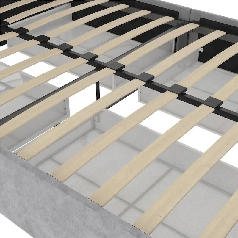 Gestoffeerd bed met opberglades