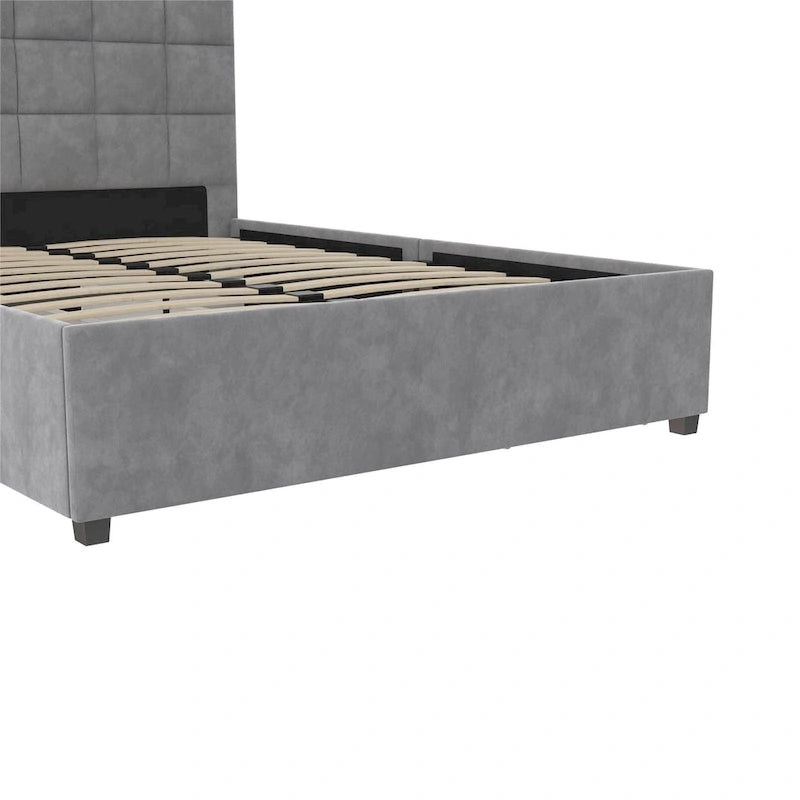 Gestoffeerd bed met opberglades