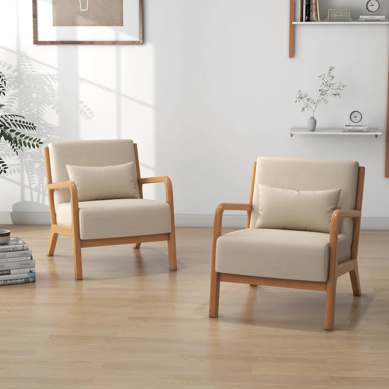 Set van 2 gestoffeerde Mid-Century Modern accentstoelen