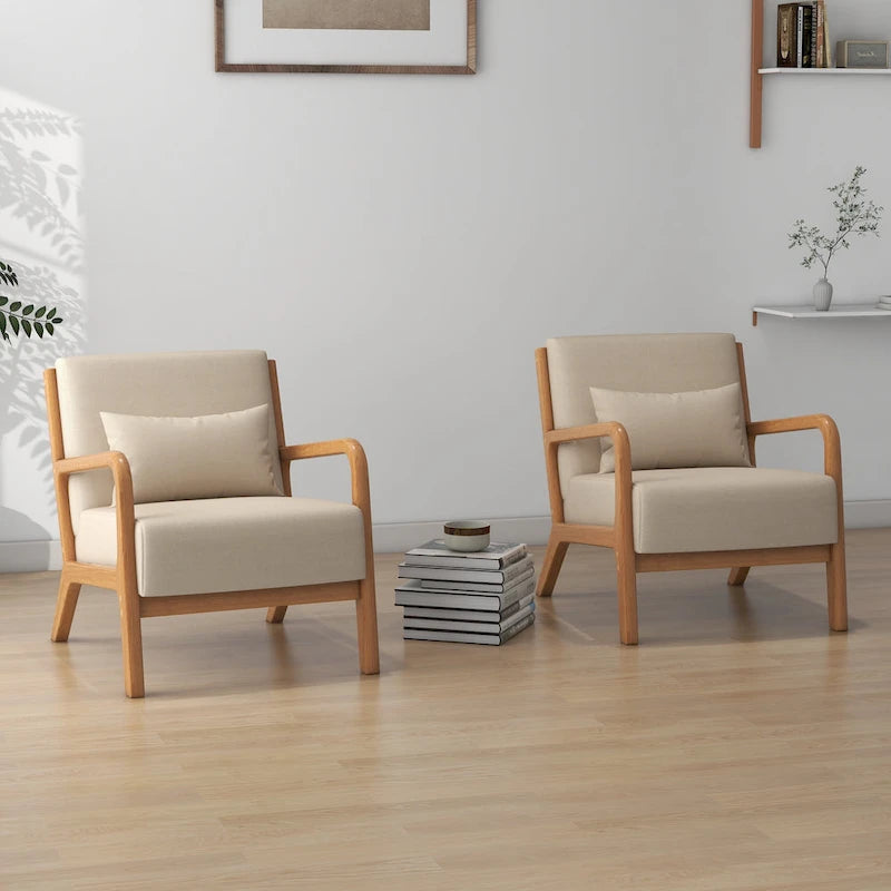 Set van 2 gestoffeerde Mid-Century Modern accentstoelen