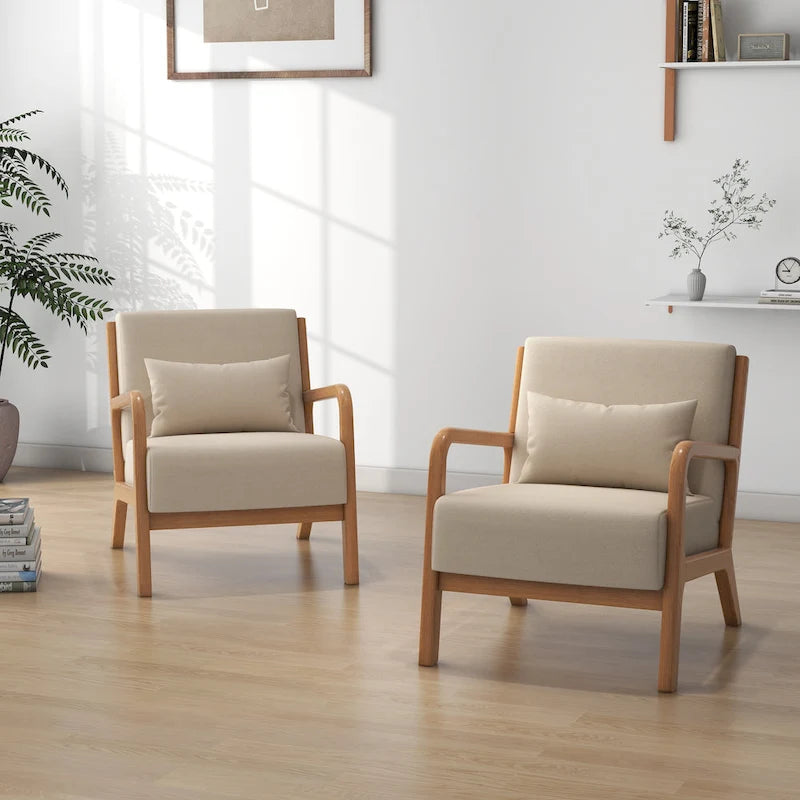 Set van 2 gestoffeerde Mid-Century Modern accentstoelen