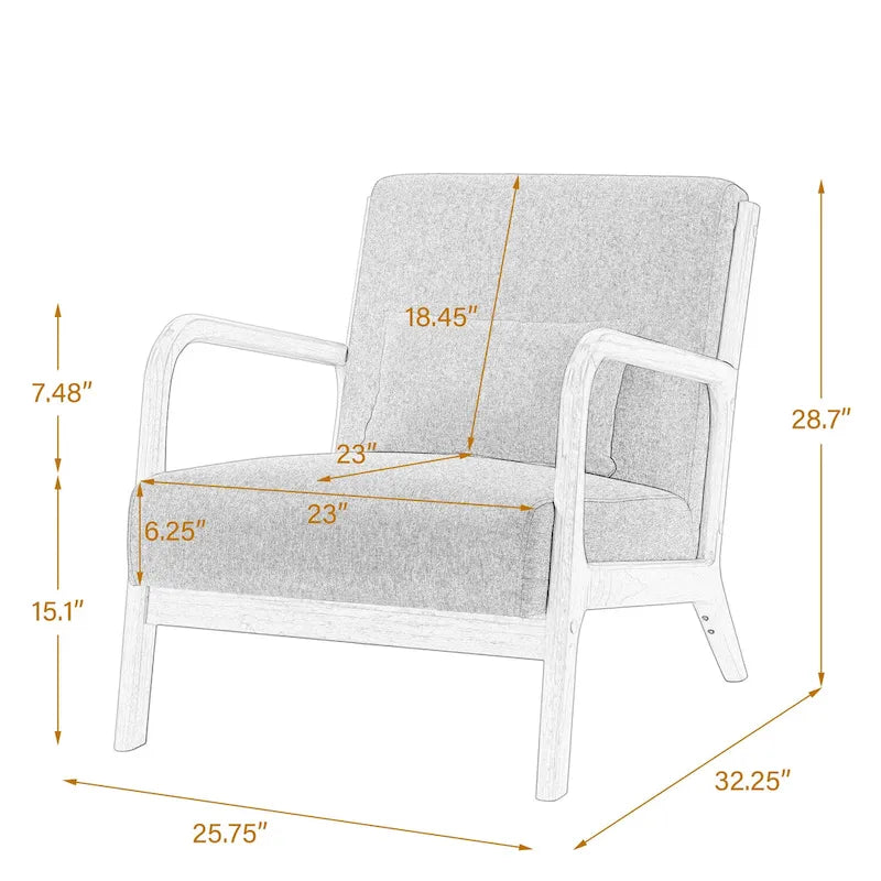 Set van 2 gestoffeerde Mid-Century Modern accentstoelen