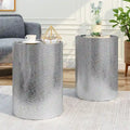 Gehamerd metalen bijzettafel (set van 2)