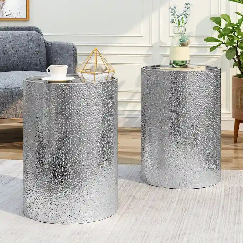 Brookhaven Hammered Accent Table (Set of 2) by Christopher Knight Home
