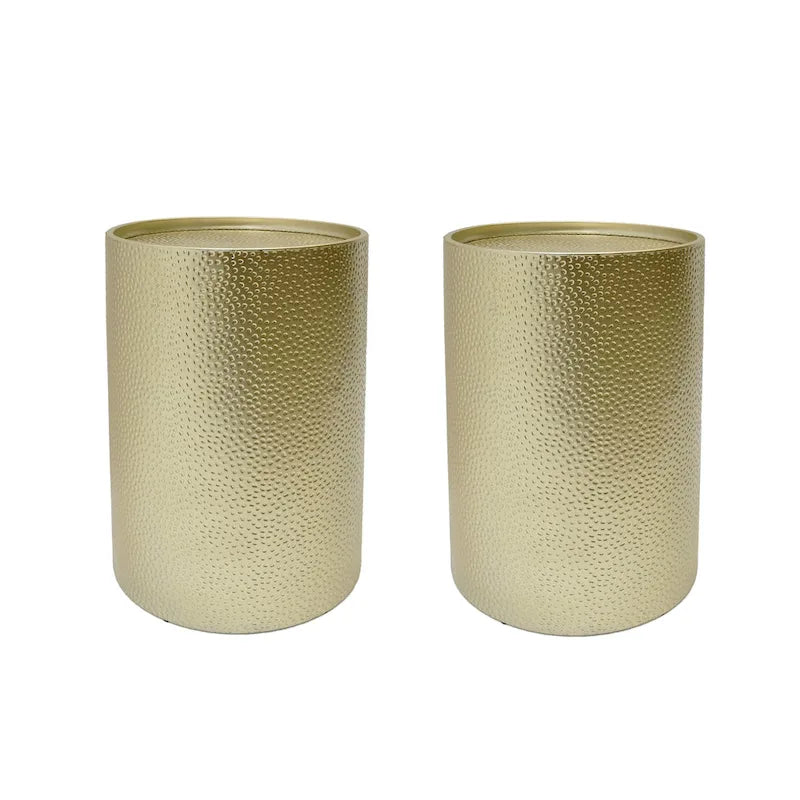 Gehamerd metalen bijzettafel (set van 2)