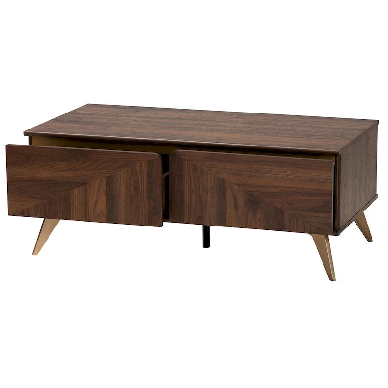 Mid-Century Modern Salontafel met 2 Lades en Open Vak