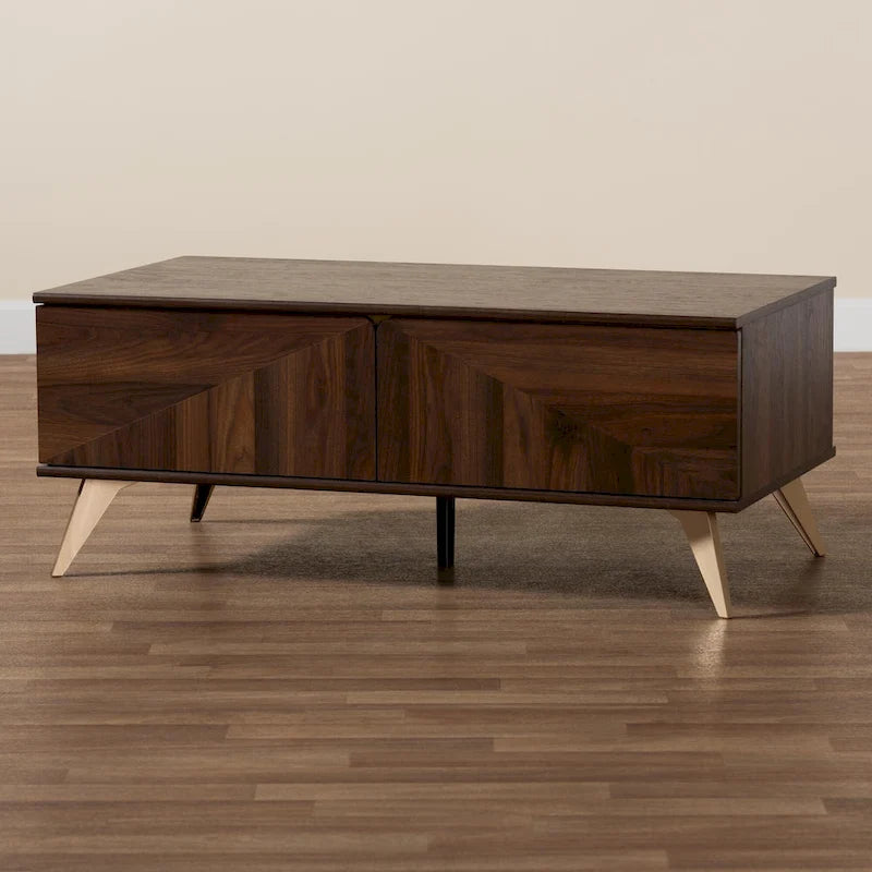 Mid-Century Modern Salontafel met 2 Lades en Open Vak