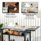 Buitenbarbecuekar met opvouwbare zijtafel en drie schappen
