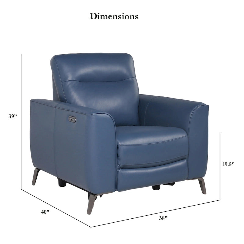 Elektrische relaxfauteuil met verstelbare hoofdsteun en USB-poort – Oceaanblauw