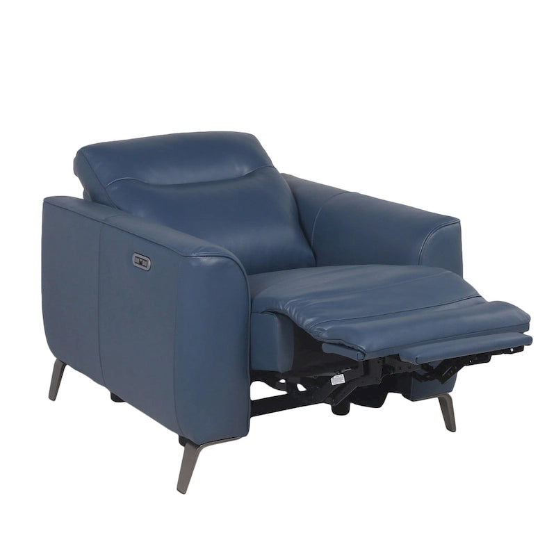 Elektrische relaxfauteuil met verstelbare hoofdsteun en USB-poort – Oceaanblauw