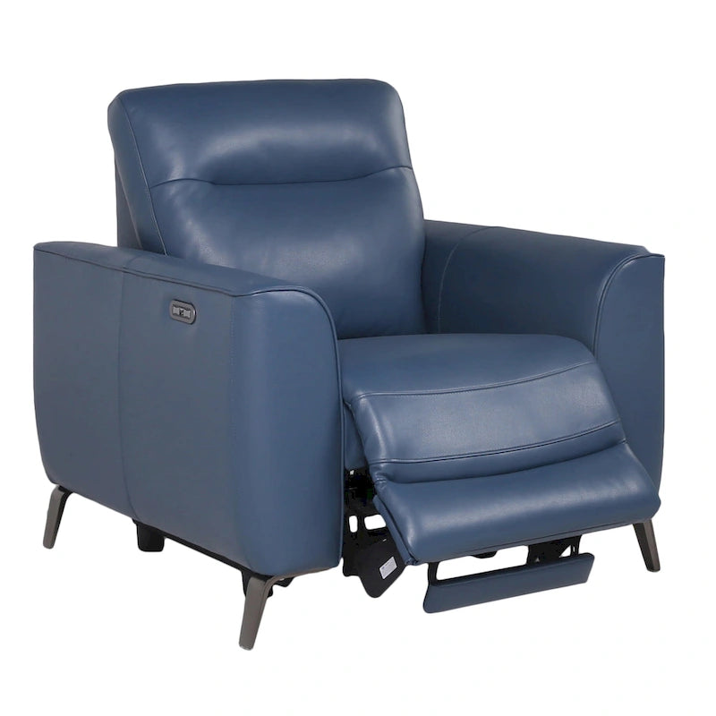 Elektrische relaxfauteuil met verstelbare hoofdsteun en USB-poort – Oceaanblauw