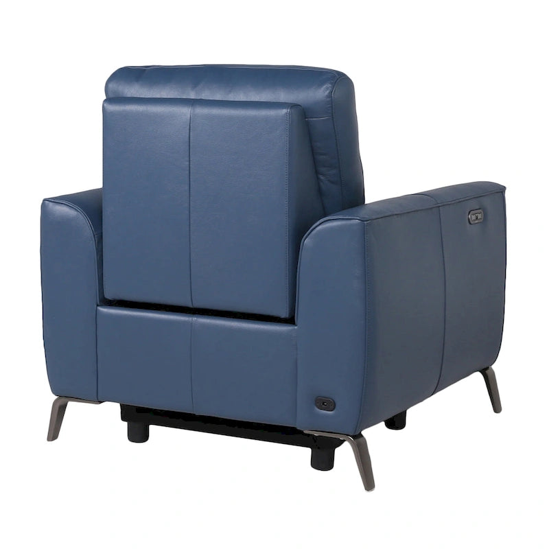 Elektrische relaxfauteuil met verstelbare hoofdsteun en USB-poort – Oceaanblauw