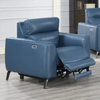 Elektrische relaxfauteuil met verstelbare hoofdsteun en USB-poort – Oceaanblauw