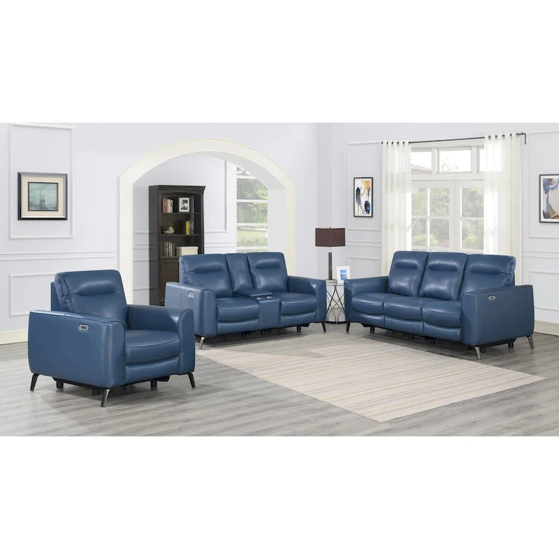 Elektrische relaxfauteuil met verstelbare hoofdsteun en USB-poort – Oceaanblauw