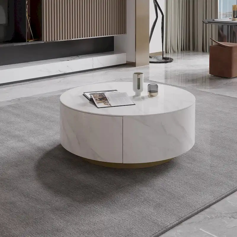 Trapeziumvormige Marmeren Salontafel met Laden