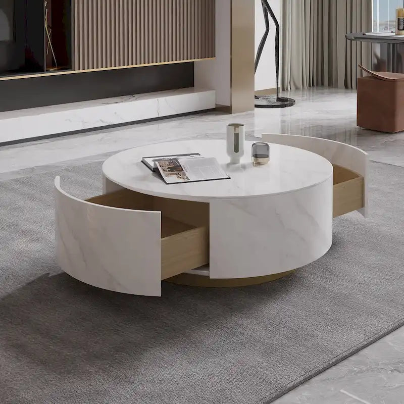 Trapeziumvormige Marmeren Salontafel met Laden