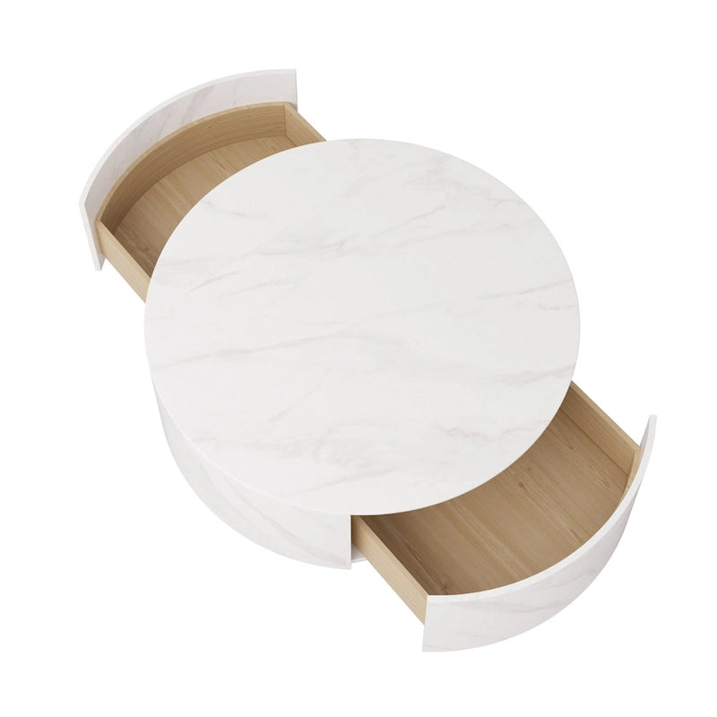 Trapeziumvormige Marmeren Salontafel met Laden